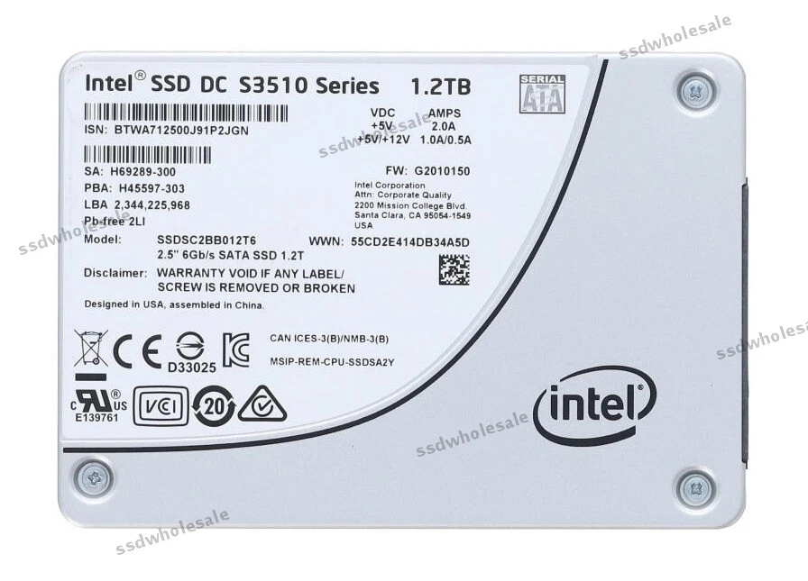 Intel S3510 Series 1.2TB 2.5" SATA III MLC SSDSC2BB012T6 Solid State Drive SSD - Image 3 of 3