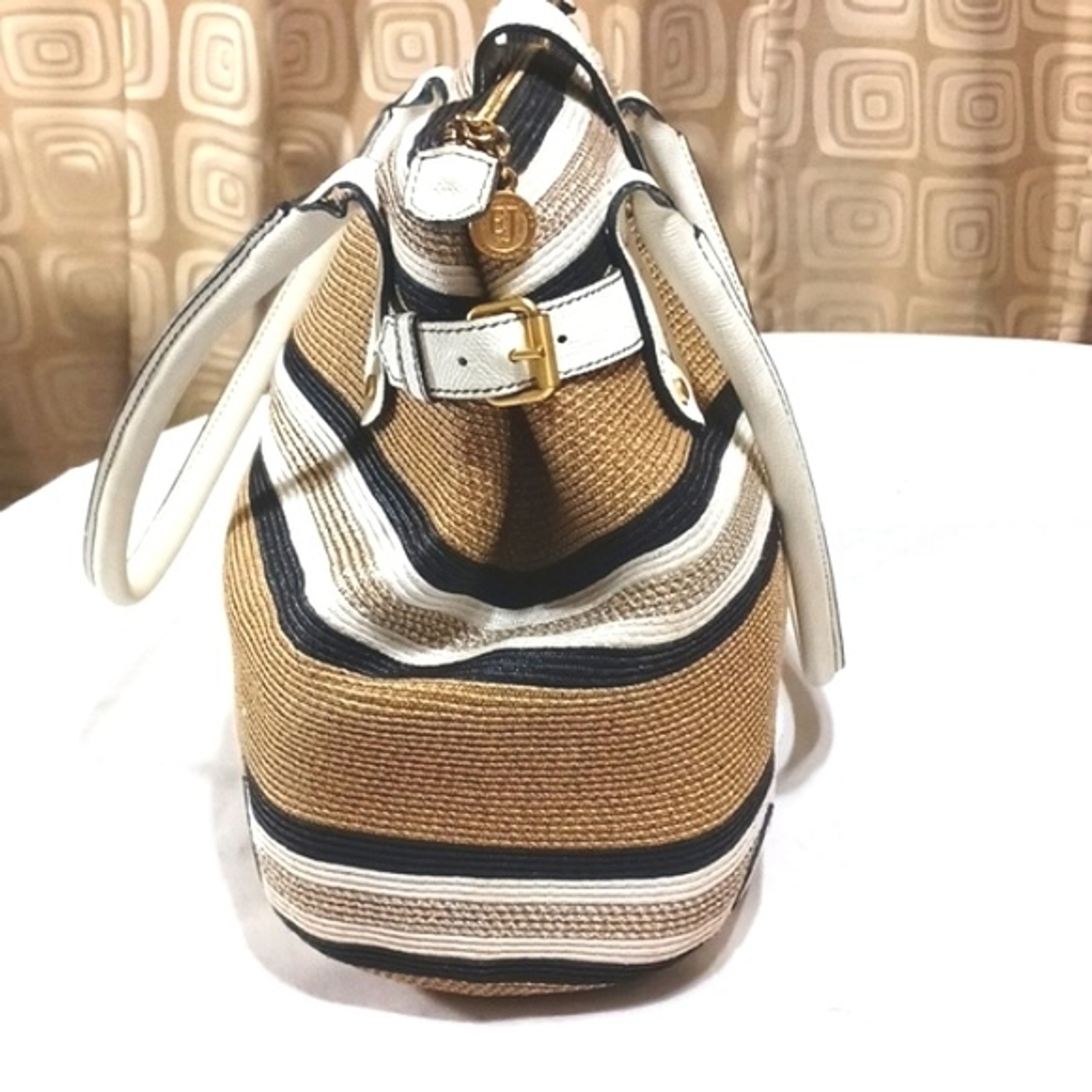 Eric Javits Striped Raffia Squishee Tote - image 3