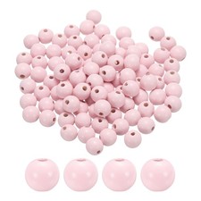 100pcs 16mm Light Pink Round Wood Beads 3.3mm Large Hole for Jewelry Making