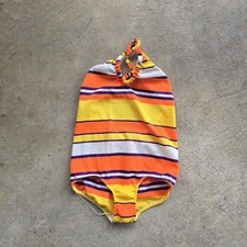 VTG 60S 70S Youth Girl Striped Novelty Hippie Groovy One Piece 6