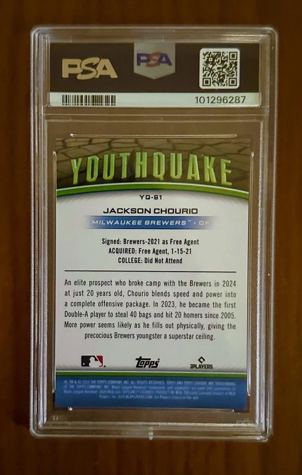 2024 Topps Cromo Jackson Chourio Novato Rojo Refractor Milwaukee Brewers RC/5 Foto 2 de 2