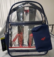 US Polo Assn. 16 Clear Backpack Blue Red & Wh...