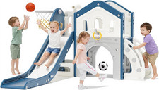 9 in 1 Toddler Slide for Toddlers 1-3 Outdoor Indoor Playset Gray