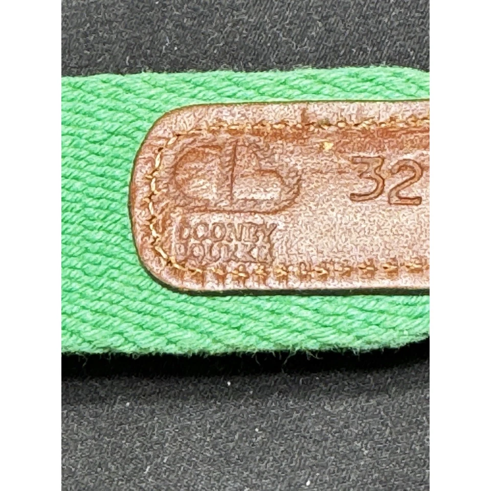 Cinturón Dooney & Bourke Vintage Cuero Marrón Lona Verde Talla 32 Preppy Beach Ware Foto 4 de 4