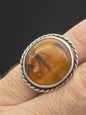 VTG OLD BALTIC NATURAL AMBER STERLING SILVER RING SIZE 9
