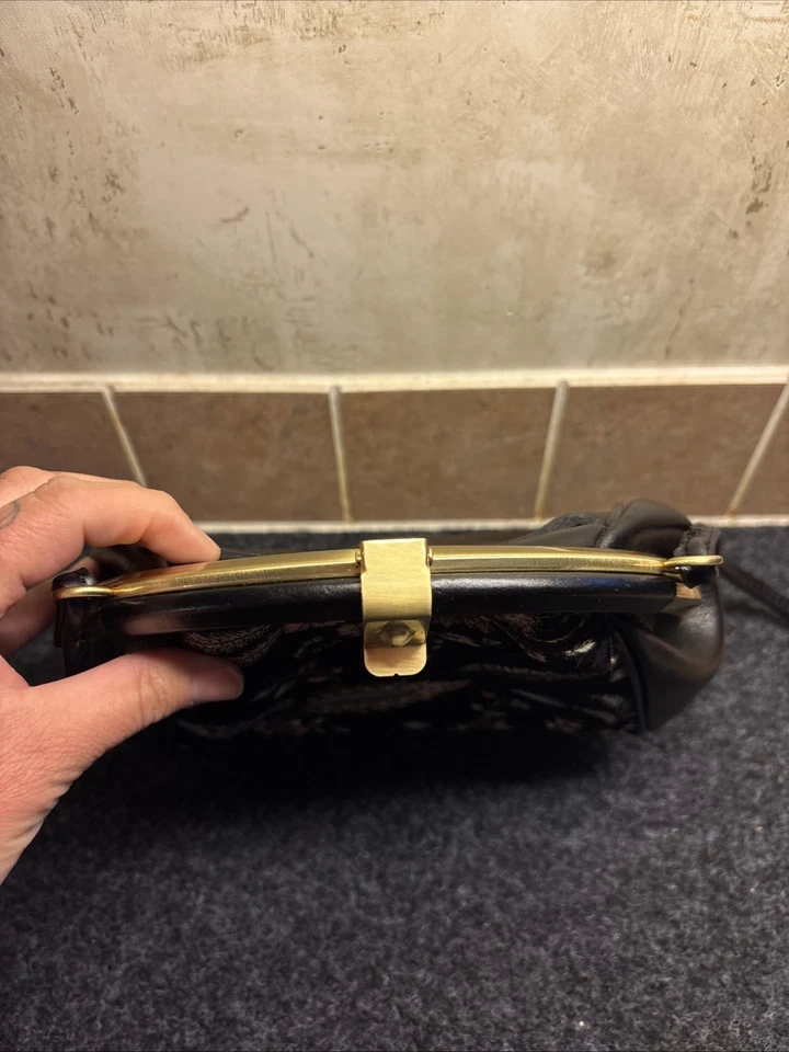 Patricia Nash Portafina Crossbody In Black Velvet Leather Floral - Image 3 of 4