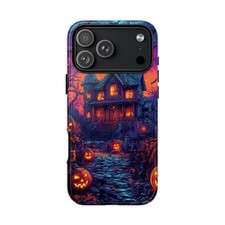 For iPhone/Galaxy/Pixel | Phone Ink Case - Halloween Haunted House Pumpkins