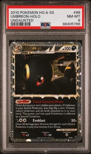 2010 POKEMON HEARTGOLD & SOULSILVER UNDAUNTED #86 UMBREON-HOLO PSA 8
