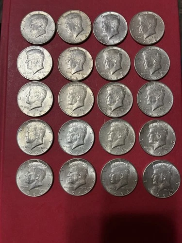 Kennedy Silver Half Dollar Lot 1964 50C 20 Coins Circulated 90% Fine 10$ FV