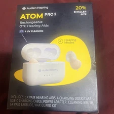 Audien ATOM PRO 2 Wireless Rechargeable OTC Hearing Aid NEW IN BOX