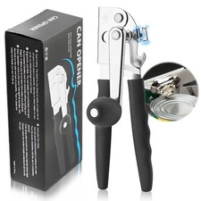Heavy Duty Stainless Steel Manual Can Opener - Smooth Edge Handheld Tool for Kit