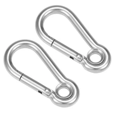 1.60"/40.7mm Stainless Steel Carabiner Spring Snap Link Hook Clip Keychain 2Pcs