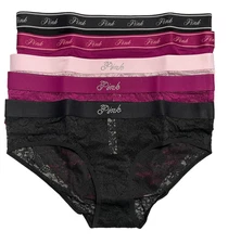 Victoria Secret PINK Hiphugger Panties Womens Large Fashion Lace Logo Multicolor