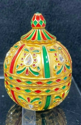 Decorative Christmas Egg Trinket Keepsake Metal Box Dresser 2.75'' x 2''