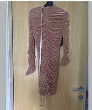BNWT House Of CB Nude Biege Ruched Bodycom Dress M UK 10 12 Asos Zara Reiss