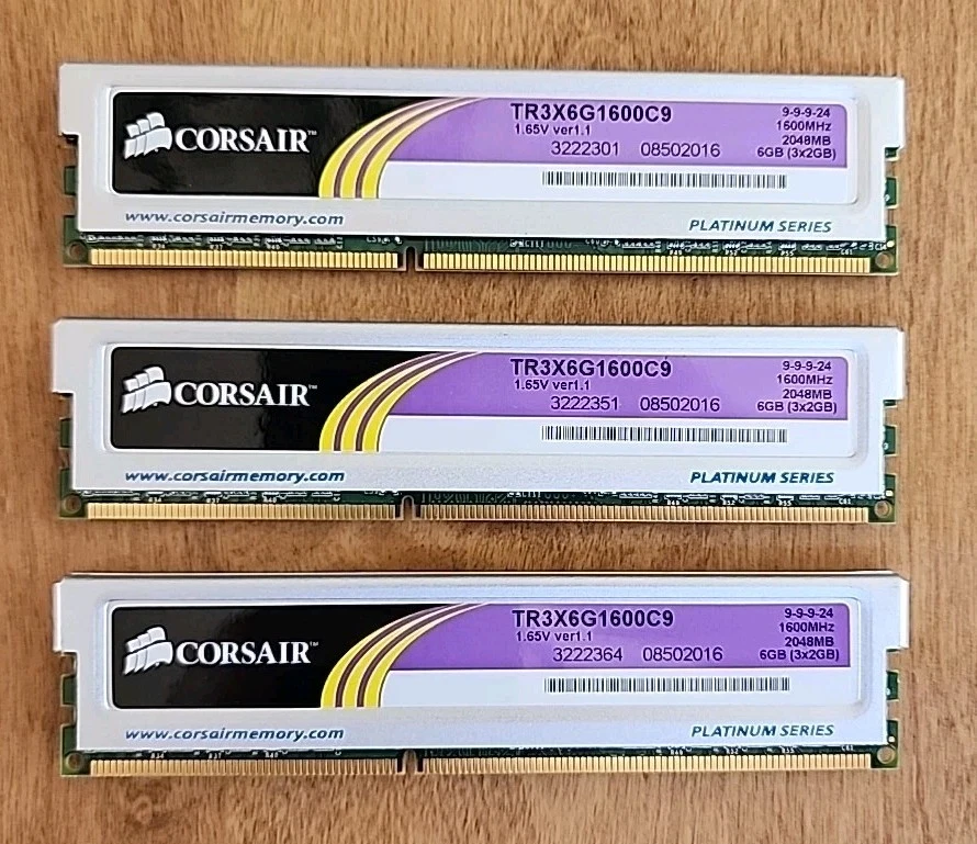 Corsair XMS3 6 GB (3 x 2GB) DIMM 1600 MHz DDR3 RAM Memory (TR3X6G1600C9) QTY 1 - Image 2 of 3