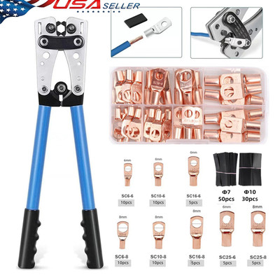 140PCS Copper Lugs Ring Terminals Bare Battery Welding Crimp Wire Connectors Kit