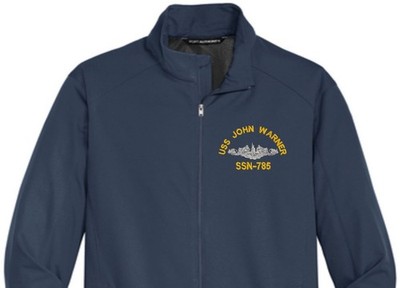 USS JOHN WARNER SSN-785 Soft Shell Jacket.  New.  U.S. Navy. DOLPHINS