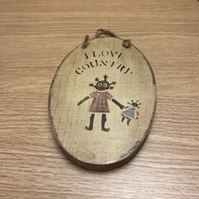 Vintage Handmade Folk Art Wooden Hanging Decor Piece Wall Art Home Decor 5x3 In.