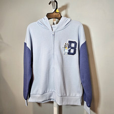 NWT Bluey Branded Girl's Size L 10/12 Zip-up Fleece Hoodie 2-Toned Blue