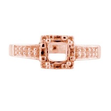 Semi Mount Cushion 5.5MM Solitaire Accents Ring 925 Sterling Silver Rose Plated