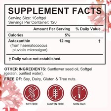 US Tiuedu Astaxanthin 12mg - 120 Softgels Skin Health Enhanced Circulation - Image 5