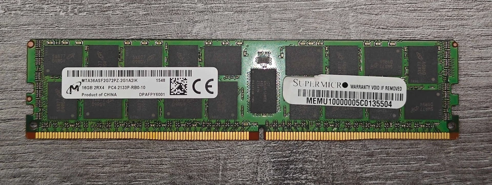 Micron 16GB 2RX4 DDR4 Server RAM PC4-2133P-RB0-10 RDIMM ECC Dell R630 - Image 1 of 1