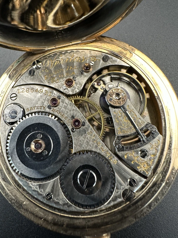 1907 Elgin Veritas 23j 18s Pocket Watch Diamond End Stone Serviced - Image 2 of 4
