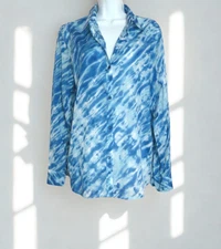 Jones New York Signature XL Blue and White Long Sleeve Blouse