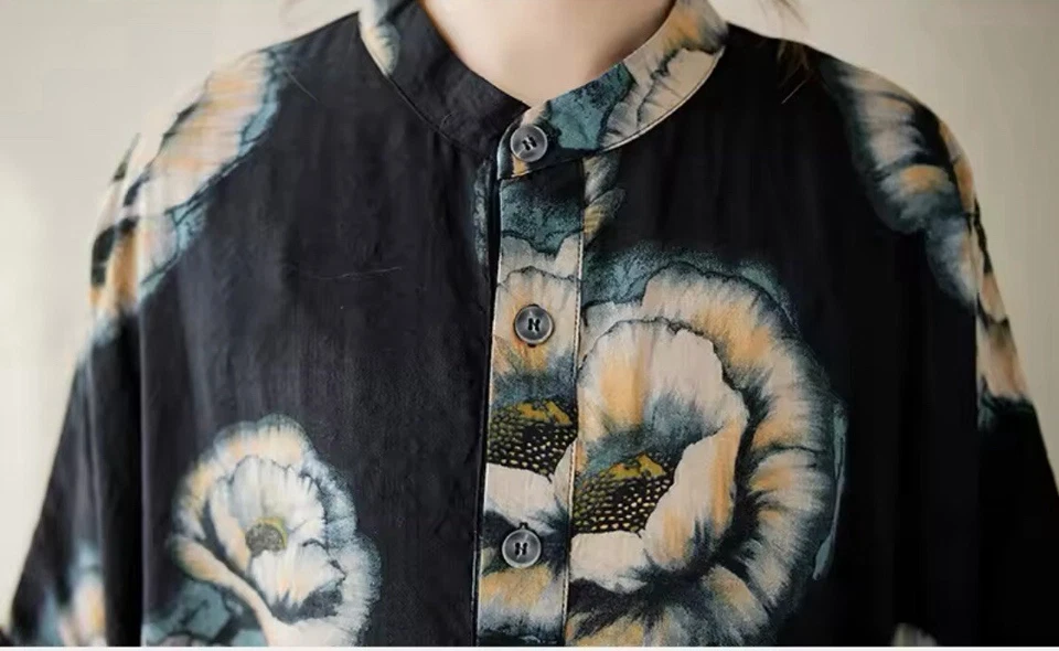 Ladies Black Arty Summer Abstract Italian  boho  Floaty  Comfy Slimming dress 18 - Image 3 of 4