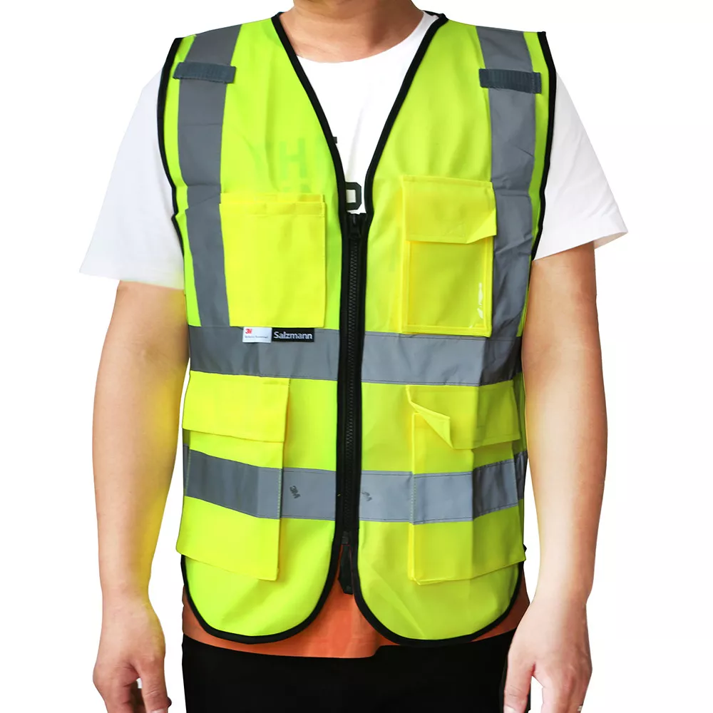 Hi-Visibility Reflective Safety Vest with Pockets Zipper Green 100%  polyester eBay