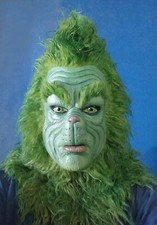 The Grinch Mask with latex eyes too, Greenish Yellow, Green Christmas Mask