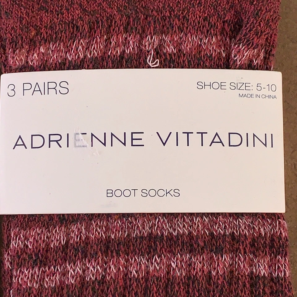 Zapatos para mujer Adrienne Vittadini talla 5-10 calcetines bota rayas vino 6 pares nuevos con etiquetas Foto 2 de 4