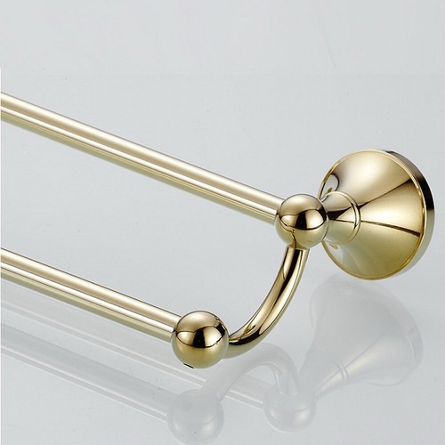 Gold Brass Wall Mounted Double Towel Bar Holder Bathroom Accessories fba921 - Picture 7 of 8