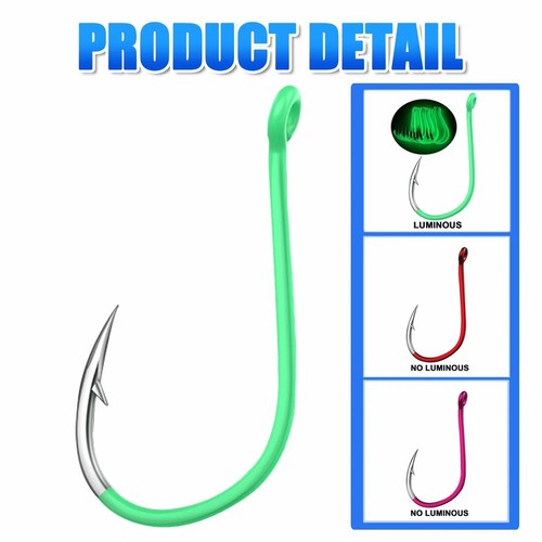 50Pcs Fishing Hooks Saltwater Octopus Hooks Carbon Steel Three Colors Available - Picture 3 of 25