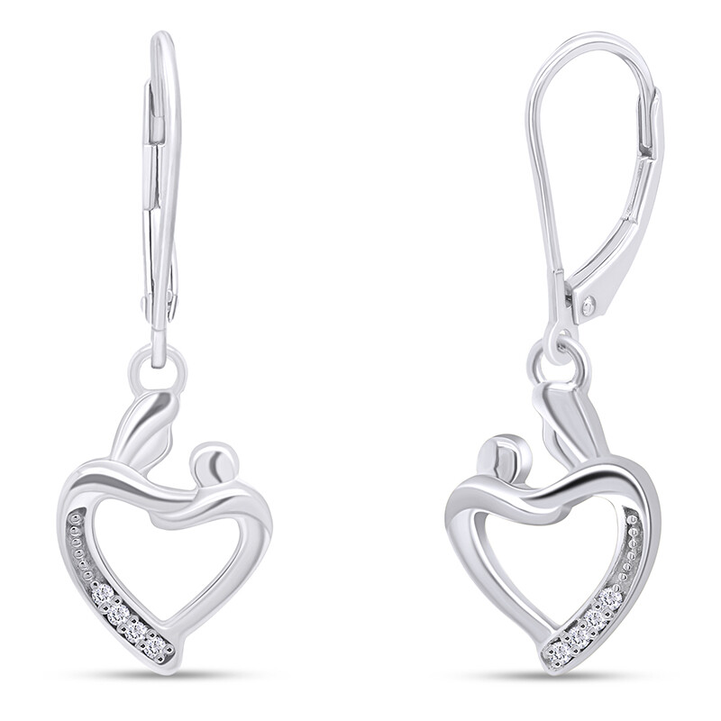 Narural Round Diamond Accents Mother And Baby Earrings 925