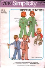 7816 Vintage Simplicity Sewing Pattern Girls 1970s Toddler Coveralls Shirt UNCUT