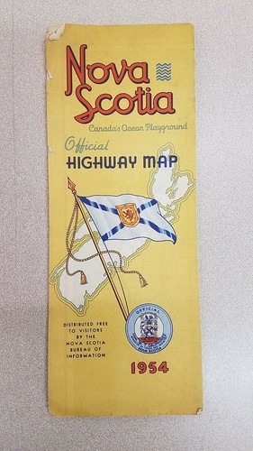 Vintage Fold Out Road Map - Nova Scotia - Official Highway Map - Bureau of Info.
