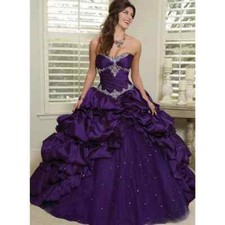 Gothic Purple Intricate Wedding Dress Ruched Victorian Bridal Gowns Floor Length