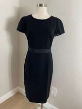 T Tahari Womens Medium Black Cap Sleep Sheath Dress Knee Length Career Business