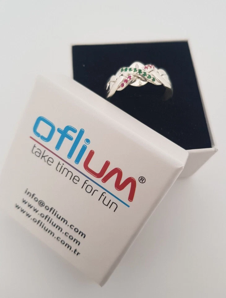 4 band Turkish puzzle ring 925 sterling silver criss cross 2 line zircone stone - Image 2 of 4