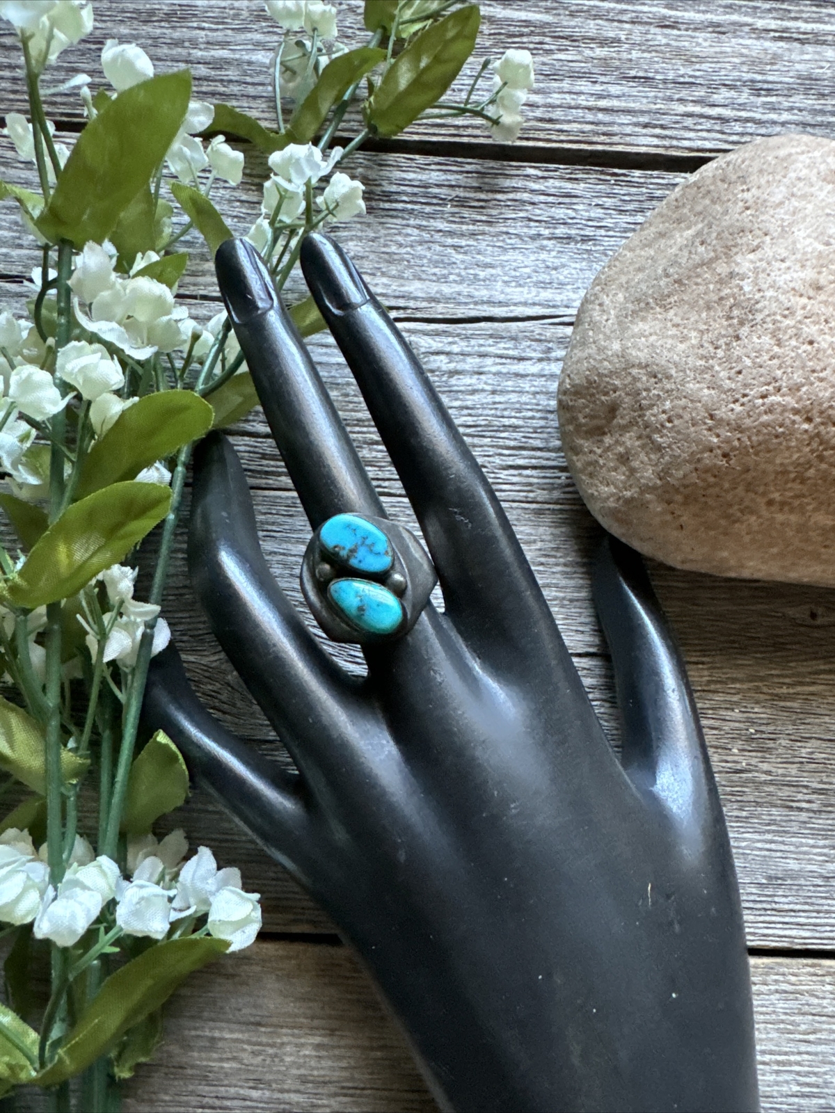 Vintage Navajo Native American 925 Sterling Silver Turquoise Ring. Size ...