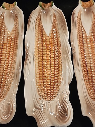 Vintage Ceramic Corn on the Cob Dishes Trays Set Of 4 Made in Japan 1950's - Picture 14 of 19