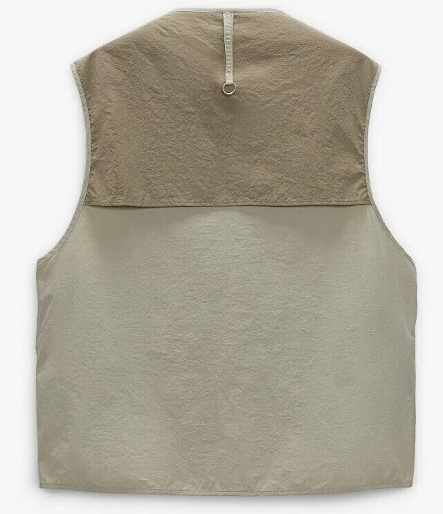 🆕ZARA Men's UTILITY Field VEST Beige Brown ZIPPER Pockets