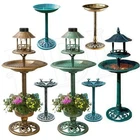 BIRD HOTEL FEEDER & BATH WITH SOLAR LIGHT GARDEN ORNAMENTAL BIRDS TABLE STATION