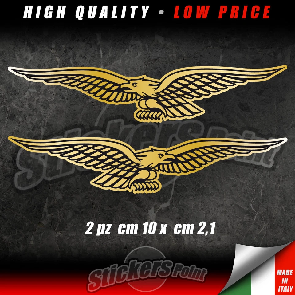 2 adesivi AQUILA MOTO GUZZI stickers eagle ORO nero GRISO CALIFORNIA CMG002