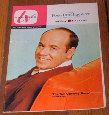 1970 SEATTLE TV PREVUES TV GUIDE ~ TIM CONWAY ~ JOHN FINK ~ LESLIE NIELSEN