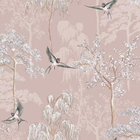 Japanisch Garten World Of Wallpaper Orientalisch Blumenmuster BäUme VöGel Rouge