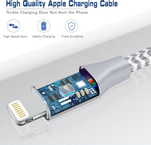 Apple Mfi Certified Short Iphone Charger 1Ft 2Pack,Usb a to Lightning Cord Nylon - Picture 6 of 6