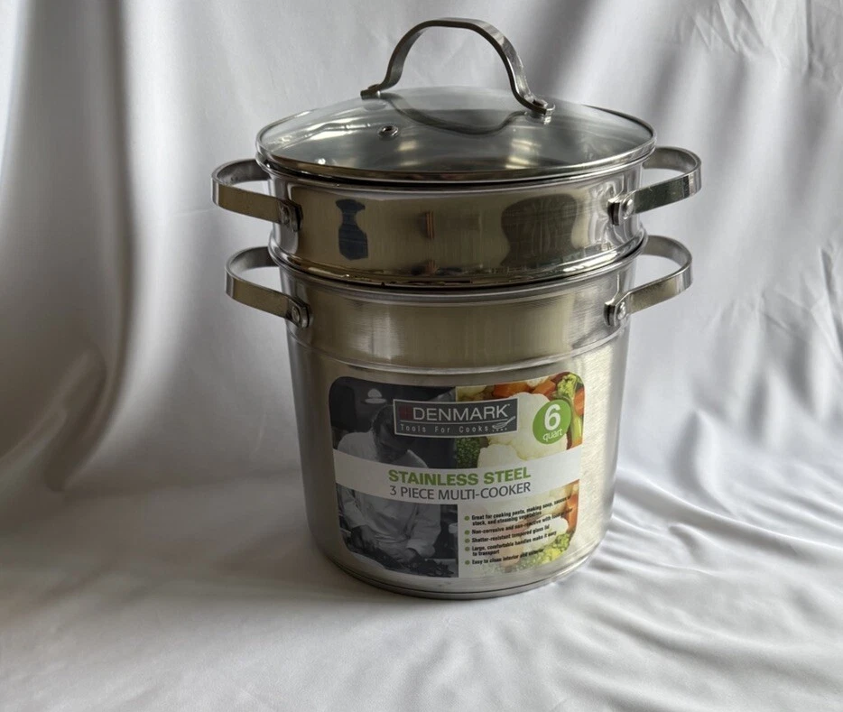 Denmark 3-Piece 6 Qt. Professional Stainless Steel Multi-Cooker & Lid